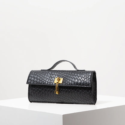 Baguette tecido de couro artificial retrô, embreagem feminina flip, bolsa de noite elegante, carteira borgonha, festa de vestido feminino, item de casamento (padrão aleatório)