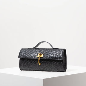 Baguette tecido de couro artificial retrô, embreagem feminina flip, bolsa de noite elegante, carteira borgonha, festa de vestido feminino, item de casamento (padrão aleatório)