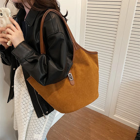 bolsa femimina bolsa grife luxo bolsa feminina elegante bolsas em promoção MOODS Mini Bucket Bolsas De Ombro Para As Mulheres Faux Suede Commuter Tote Bag Grande Capacidade Underarm Hobo Bag 2024 Inverno Novas Bolsas