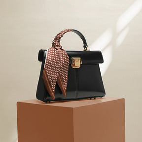 ITAMOOD-Bolsa de couro genuíno para mulheres, bolsa transversal versátil com decoração cachecol, bolsa de marca luxuosa, elegante