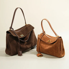 Bolsa tote de couro de camurça outono e inverno, couro fosco, alta qualidade, grande capacidade, bolsa de ombro
