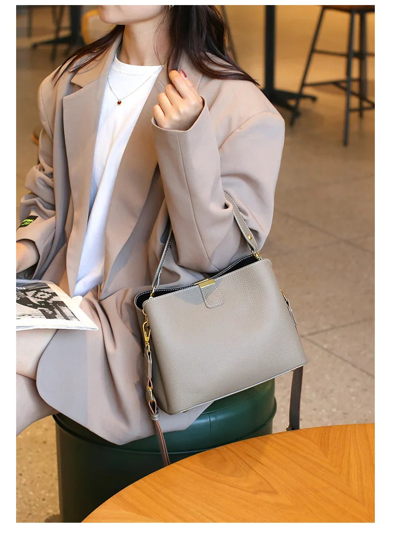 Retro balde saco moda feminina bolsa de grande capacidade novo ombro único crossbody saco de couro macio multi-cor carteira