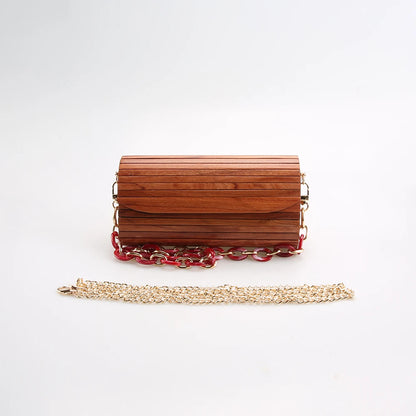 Nilerun-Única Handmade Bolsa De Madeira Sólida, Saco De Noite, Jacarandá Vermelho Natural, Bolsa De Madeira, Ombro Do Mensageiro, Saco Crossbody