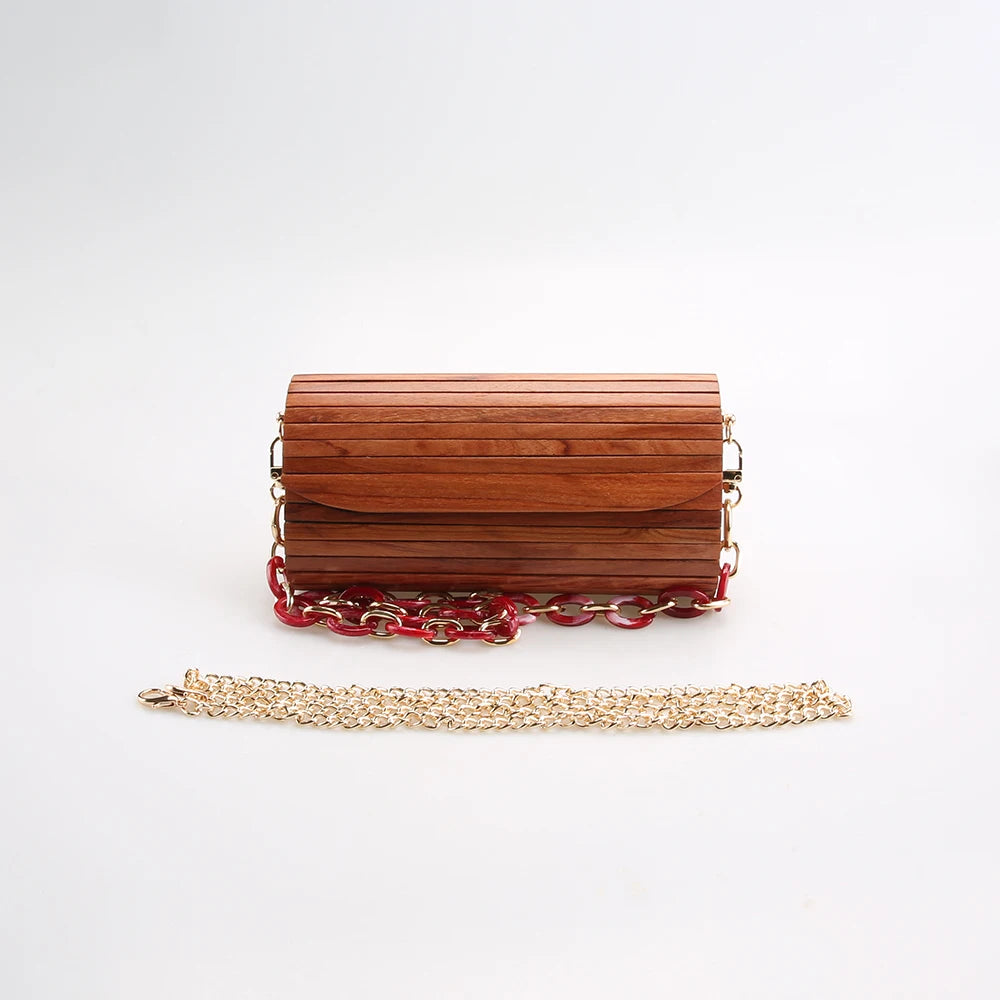 Nilerun-Única Handmade Bolsa De Madeira Sólida, Saco De Noite, Jacarandá Vermelho Natural, Bolsa De Madeira, Ombro Do Mensageiro, Saco Crossbody