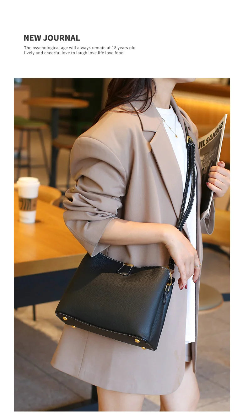 Retro balde saco moda feminina bolsa de grande capacidade novo ombro único crossbody saco de couro macio multi-cor carteira