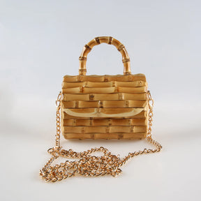 Corrente longa exclusiva artesanal de madeira natural rattan palha alça de raiz de bambu pequena mini bolsa de ombro mensageiro de corpo cruzado
