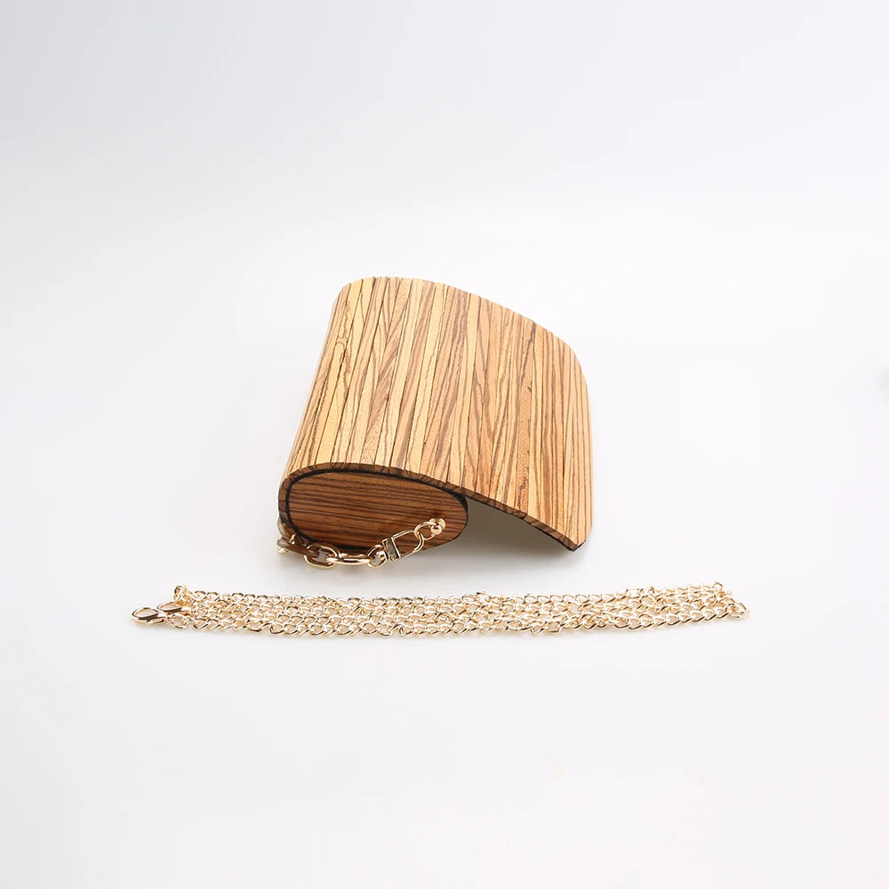 Nilerun-Handmade Natural Stripes Zebrawood Bolsa, Bolsa De Madeira Zebra, Saco De Noite De Madeira, Crossbody Messenger Shoulder Bag