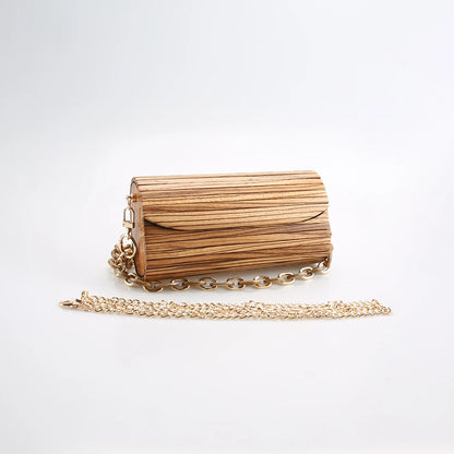 Nilerun-Handmade Natural Stripes Zebrawood Bolsa, Bolsa De Madeira Zebra, Saco De Noite De Madeira, Crossbody Messenger Shoulder Bag