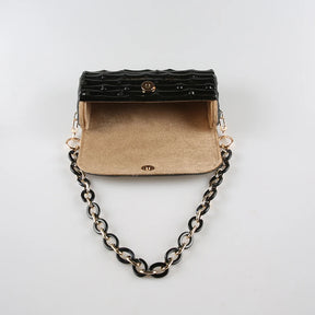 Nilerun-Vintage Retro Handmade Bambu Root Purse, Crossbody Mensageiro Shoulder Bag, Cadeia Longa Curta, Bolsa Noite Original, Preto