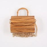 Vintage Zebra Wood Mini Crossbody Bag, Bolsa De Madeira Artesanal, Bolsa Pequena, Mensageiro De Ombro, Saco De Noite