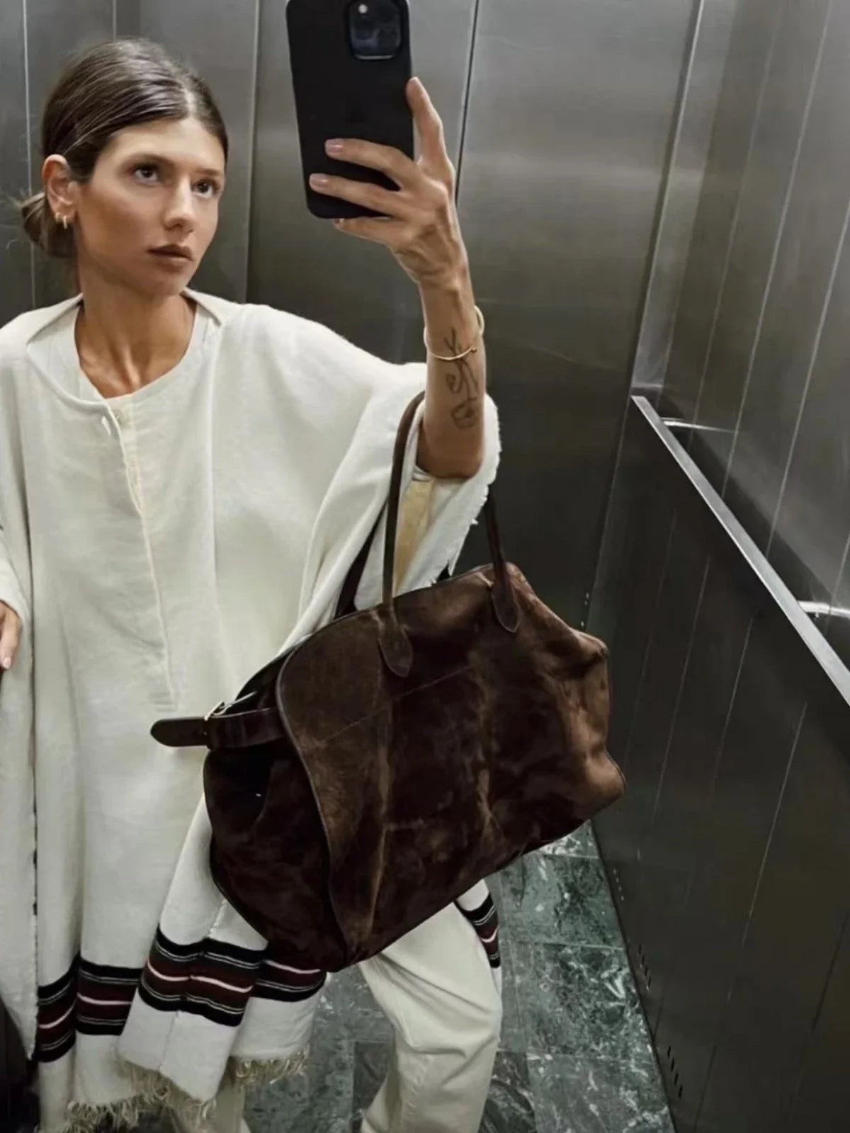 Alta qualidade margaux 15 bolsa de couro bolsa de ombro margaux15 macio couro genuíno grande capacidade camurça sacola