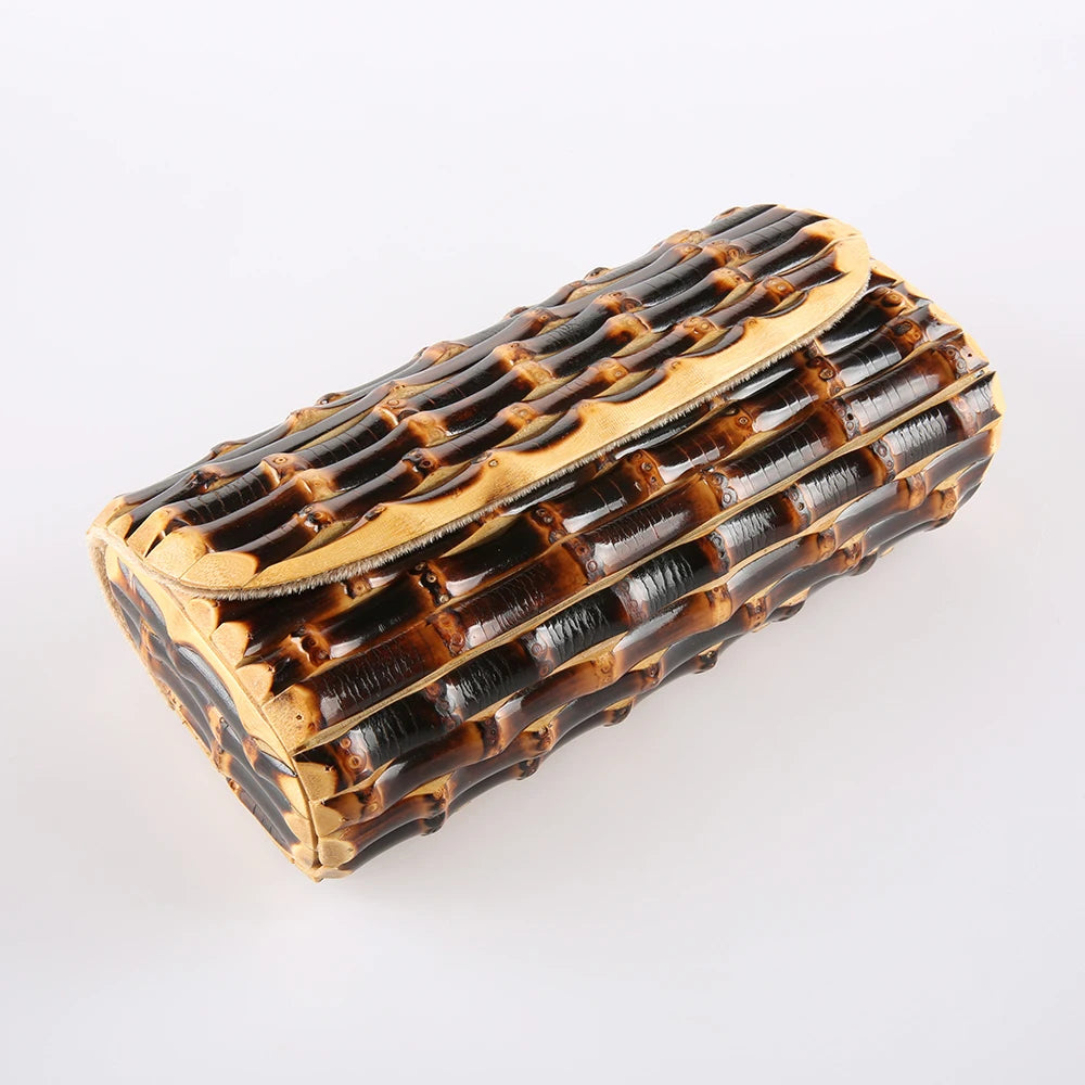 Nilerun marca vintage retro rattan de madeira sólida palha noite bolsa carteira original artesanal preto verdadeiro bambu raiz saco embreagem