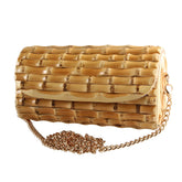 Nilerun marca longa corrente ajustável exclusivo artesanal de madeira natural rattan palha bambu raiz cruz corpo ombro saco do mensageiro