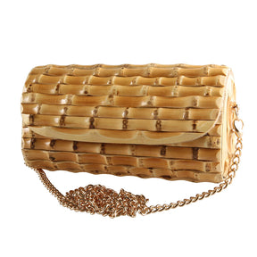 Nilerun marca longa corrente ajustável exclusivo artesanal de madeira natural rattan palha bambu raiz cruz corpo ombro saco do mensageiro