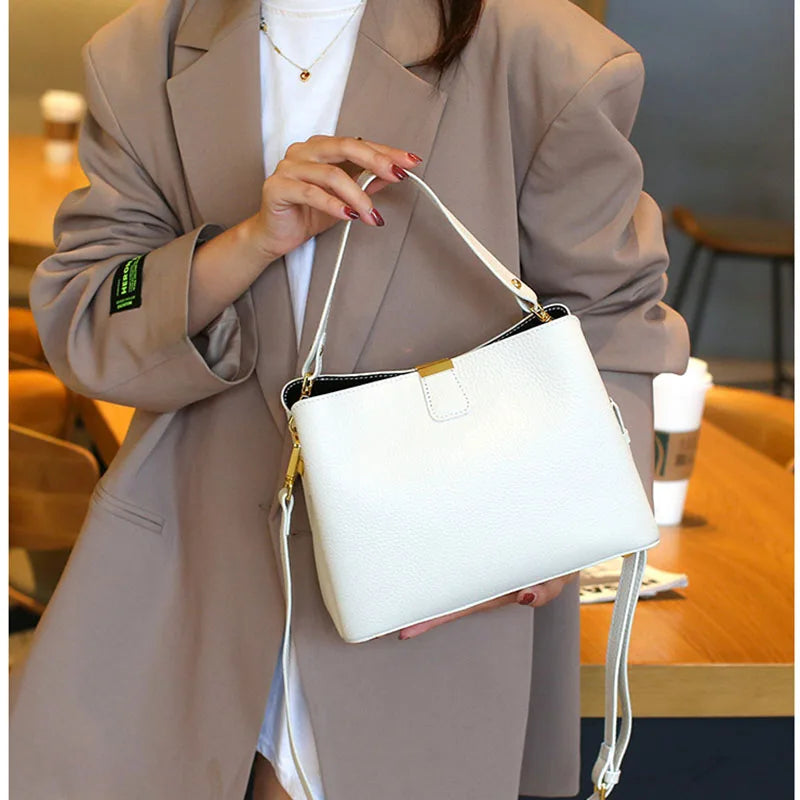 Retro balde saco moda feminina bolsa de grande capacidade novo ombro único crossbody saco de couro macio multi-cor carteira