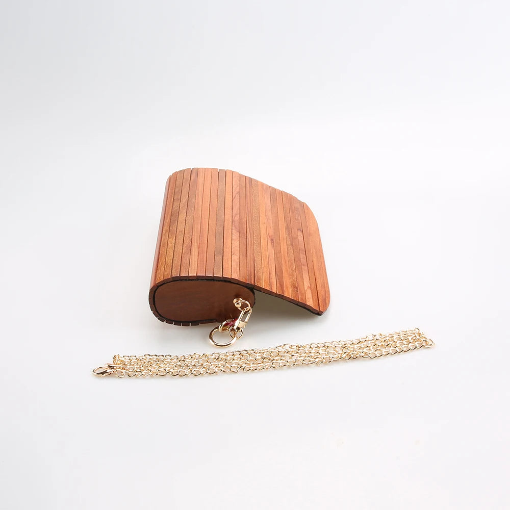 Nilerun-Única Handmade Bolsa De Madeira Sólida, Saco De Noite, Jacarandá Vermelho Natural, Bolsa De Madeira, Ombro Do Mensageiro, Saco Crossbody