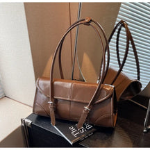 Retro cera de óleo couro bolsa ombro para as mulheres 2025 inverno y2k tendência cor sólida borgonha axilas bolsa feminina bolsas tote