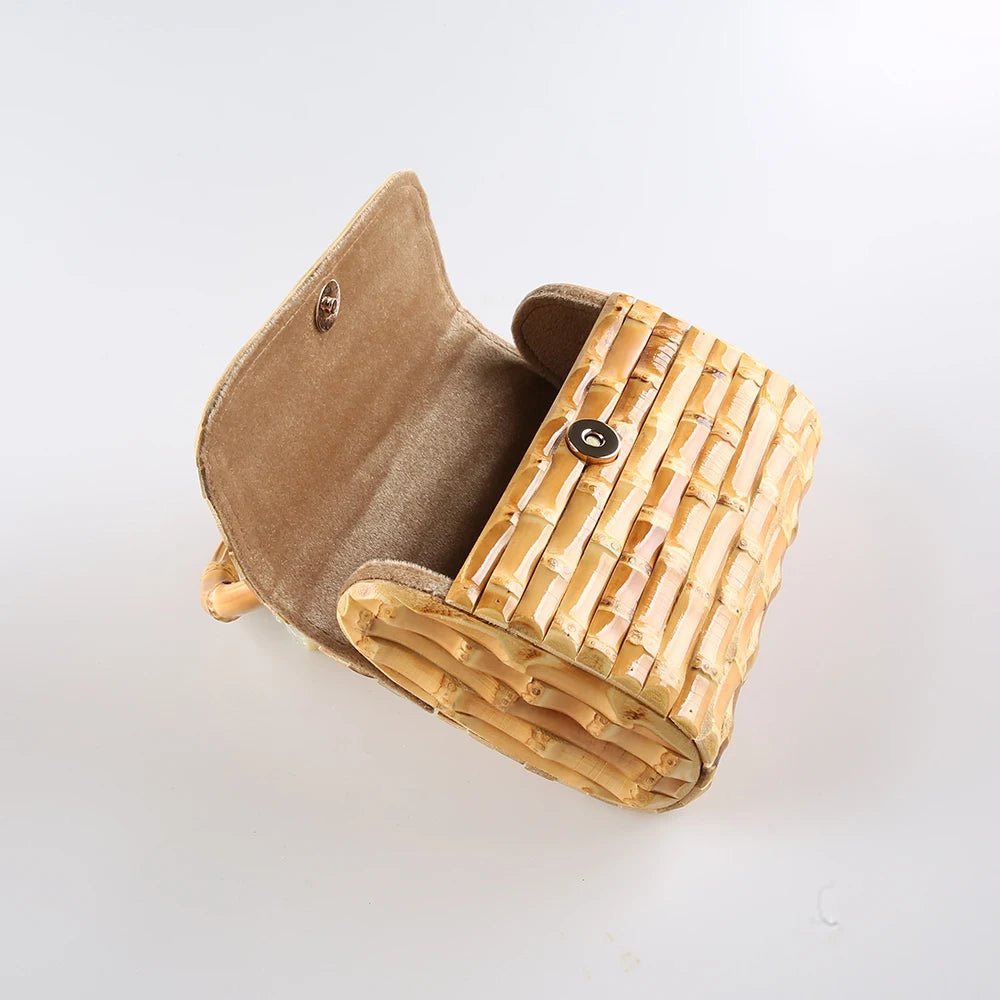 Handmade Bambu Raiz Chicote Tecelagem Bolsa, tecido Tote, bolsa da noite, moda de luxo, apto para Apple iPhone 13, telefone móvel