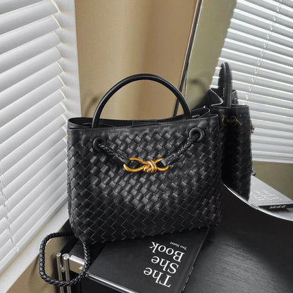 2025 Novo! Bolsa feminina elegante com fivela de corda de metal tecida à mão - multifuncional, ideal para viagens e deslocamento
