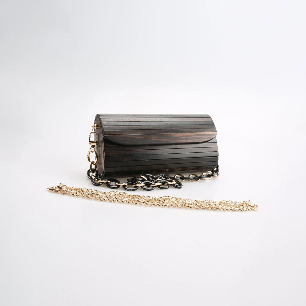 Nilerun-Bolsa De Madeira De Ébano Ébano, Único Handmade, Madeira Sólida Dura, Real Natural Bolsa De Ombro Preto, Mensageiro Crossbody, Saco De Noite