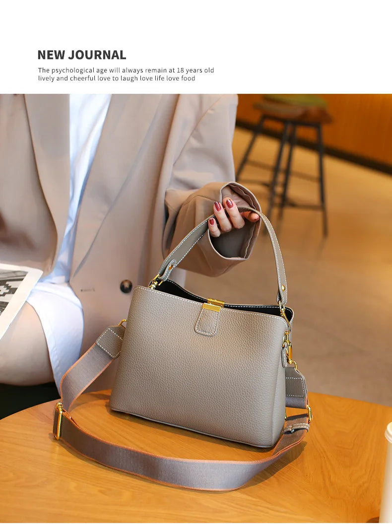 Retro balde saco moda feminina bolsa de grande capacidade novo ombro único crossbody saco de couro macio multi-cor carteira