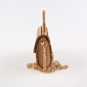 Vintage Zebra Wood Mini Crossbody Bag, Bolsa De Madeira Artesanal, Bolsa Pequena, Mensageiro De Ombro, Saco De Noite