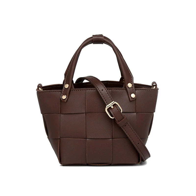 Bolsa tote pequena de tecido para mulheres com bolsa de couro vegano artesanal bolsa de ombro alça superior bolsa crossbody bolsas