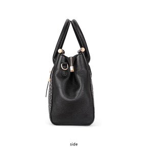 Bolsa feminina de couro genuíno Aidrani, bolsa de couro de vaca com padrão de crocodilo de grande capacidade, preta