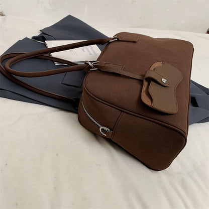 bolsa feminina bolsa grife luxo bolsas femininas promoção Tamanho grande Mulheres Sacos De Bowling Camurça Cor Pura Grande Capacidade Ombro Crossbody Bag Com Alça Longa 2024 Designer De Luxo Bolsas