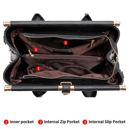 Bolsa feminina de couro genuíno Aidrani, bolsa de couro de vaca com padrão de crocodilo de grande capacidade, preta