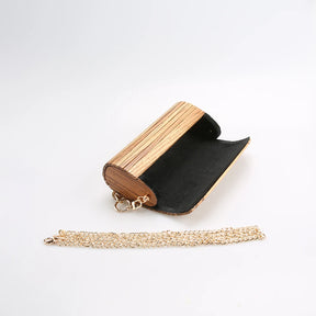 Nilerun-Handmade Natural Stripes Zebrawood Bolsa, Bolsa De Madeira Zebra, Saco De Noite De Madeira, Crossbody Messenger Shoulder Bag