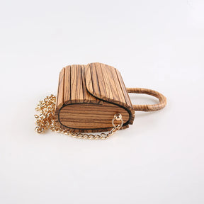 Vintage Zebra Wood Mini Crossbody Bag, Bolsa De Madeira Artesanal, Bolsa Pequena, Mensageiro De Ombro, Saco De Noite