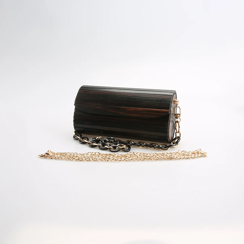 Nilerun-Bolsa De Madeira De Ébano Ébano, Único Handmade, Madeira Sólida Dura, Real Natural Bolsa De Ombro Preto, Mensageiro Crossbody, Saco De Noite