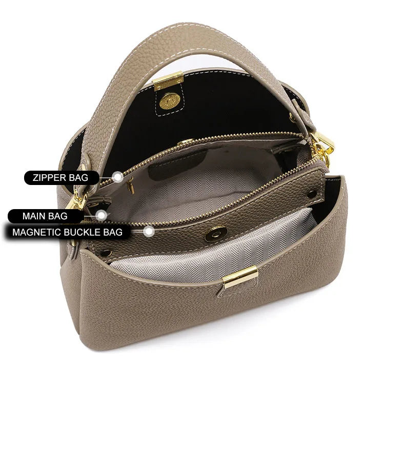 Retro balde saco moda feminina bolsa de grande capacidade novo ombro único crossbody saco de couro macio multi-cor carteira