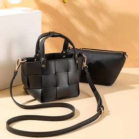 Bolsa tote pequena de tecido para mulheres com bolsa de couro vegano artesanal bolsa de ombro alça superior bolsa crossbody bolsas