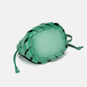 2024 novo design de luxo moda tecido bolsa couro genuíno francês portátil retro tendência bolsa ombro oco para fora balde saco