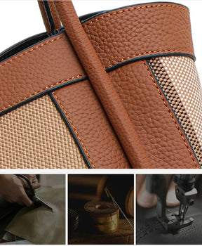 Aidrani 2025 Nova bolsa feminina retrô xadrez, bolsa de luxo de grande capacidade, bolsa de couro genuíno de lona