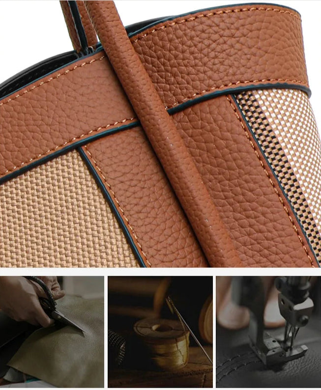 Aidrani 2025 Nova bolsa feminina retrô xadrez, bolsa de luxo de grande capacidade, bolsa de couro genuíno de lona