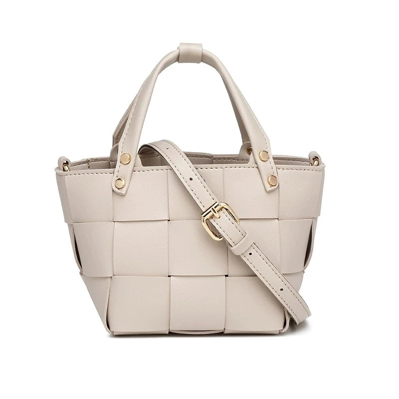 Bolsa tote pequena de tecido para mulheres com bolsa de couro vegano artesanal bolsa de ombro alça superior bolsa crossbody bolsas
